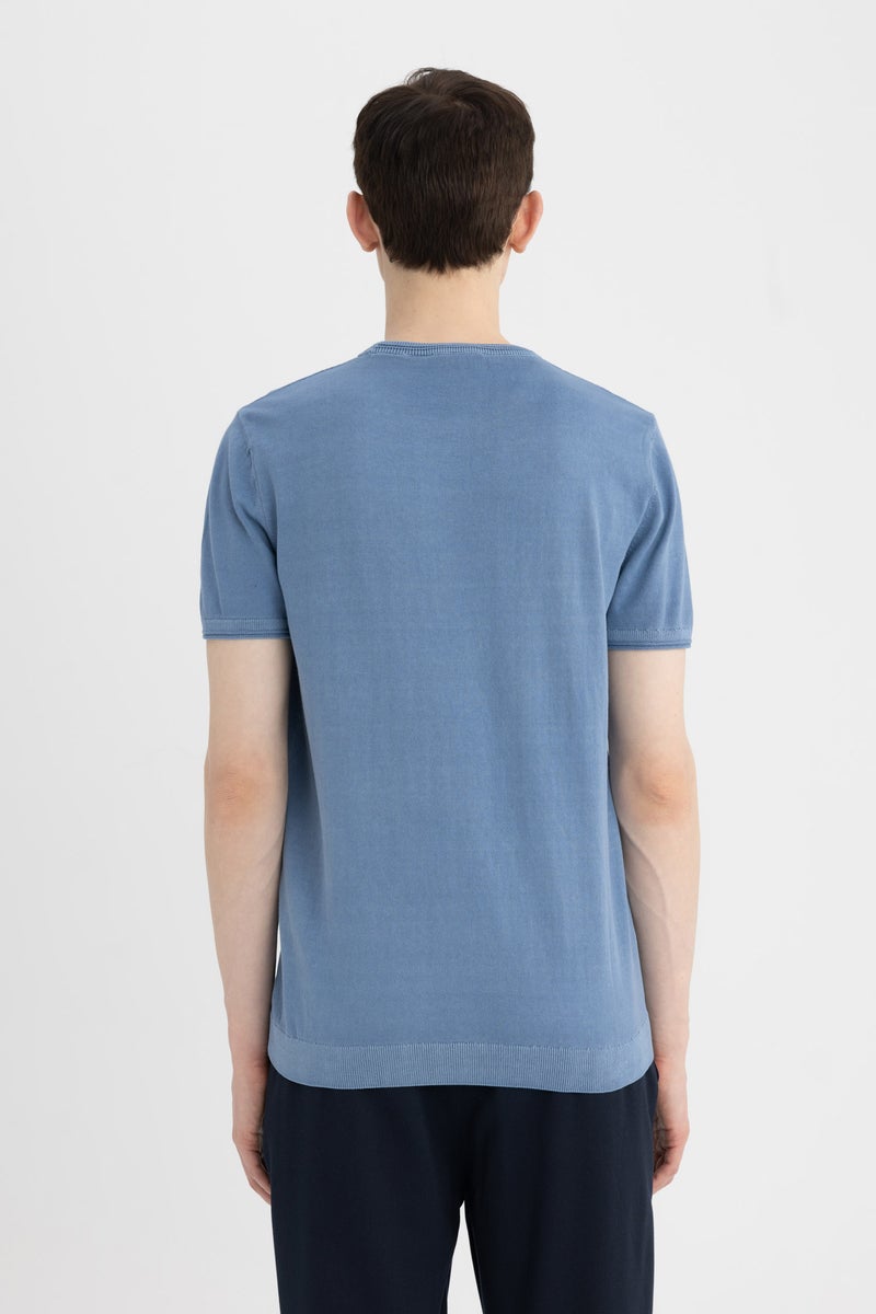 DeFacto Blue Man Standard Fit Short Sleeve Knit Polo Shirt Casual - Image 5